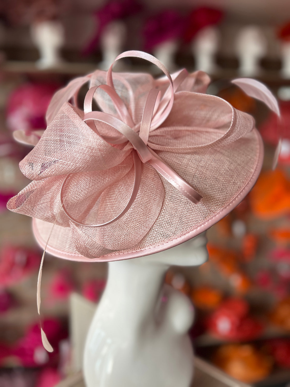 Candy Pink Saucer Hatinator With Decorative Bow-Fascinators Direct