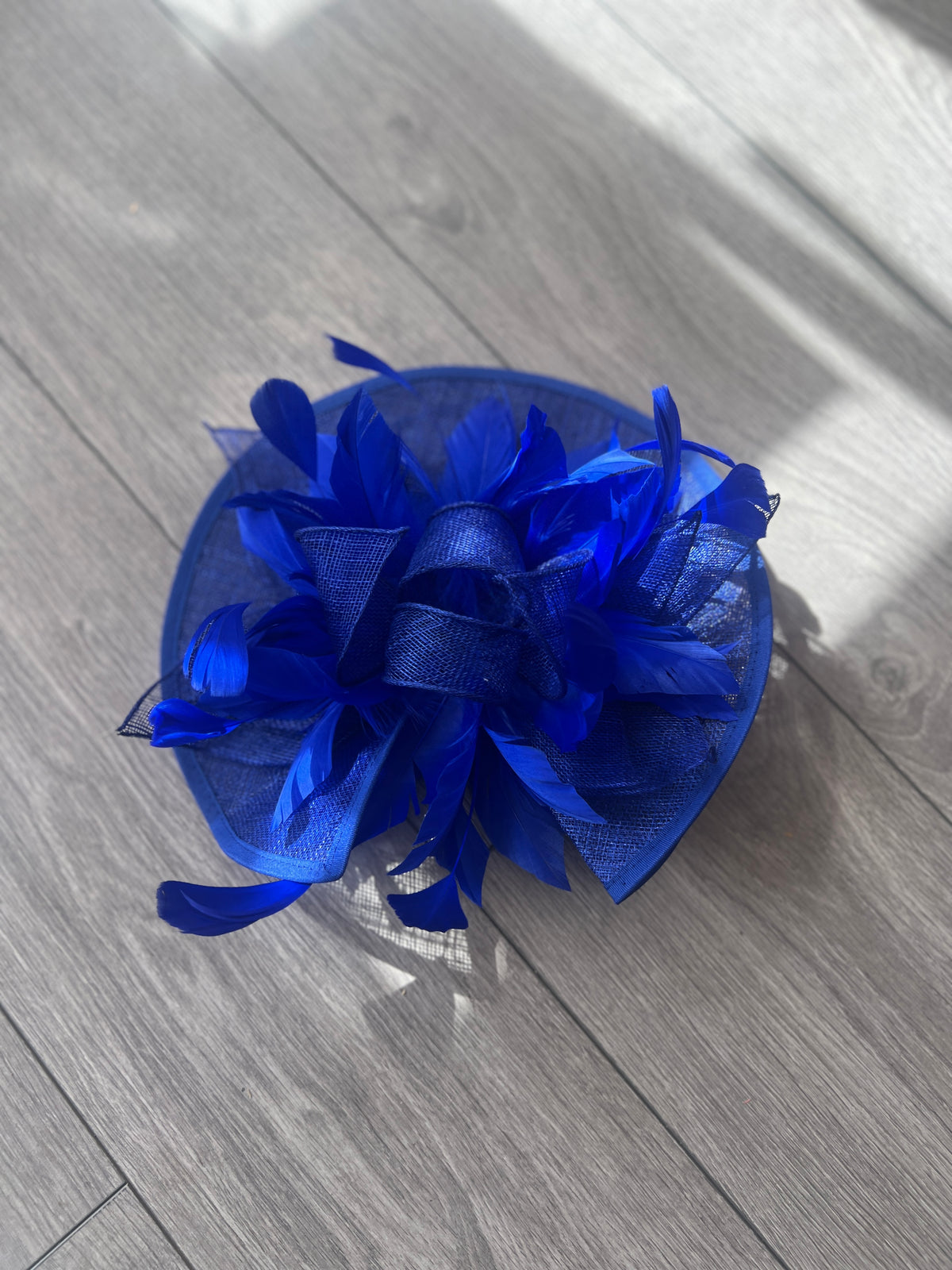 Catherine Sinamay Disc with Feathers - Royal Blue-Fascinators Direct