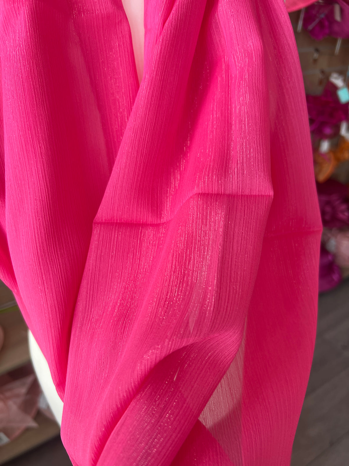 Cerise Chiffon Scarf With Silver Shimmer-Fascinators Direct