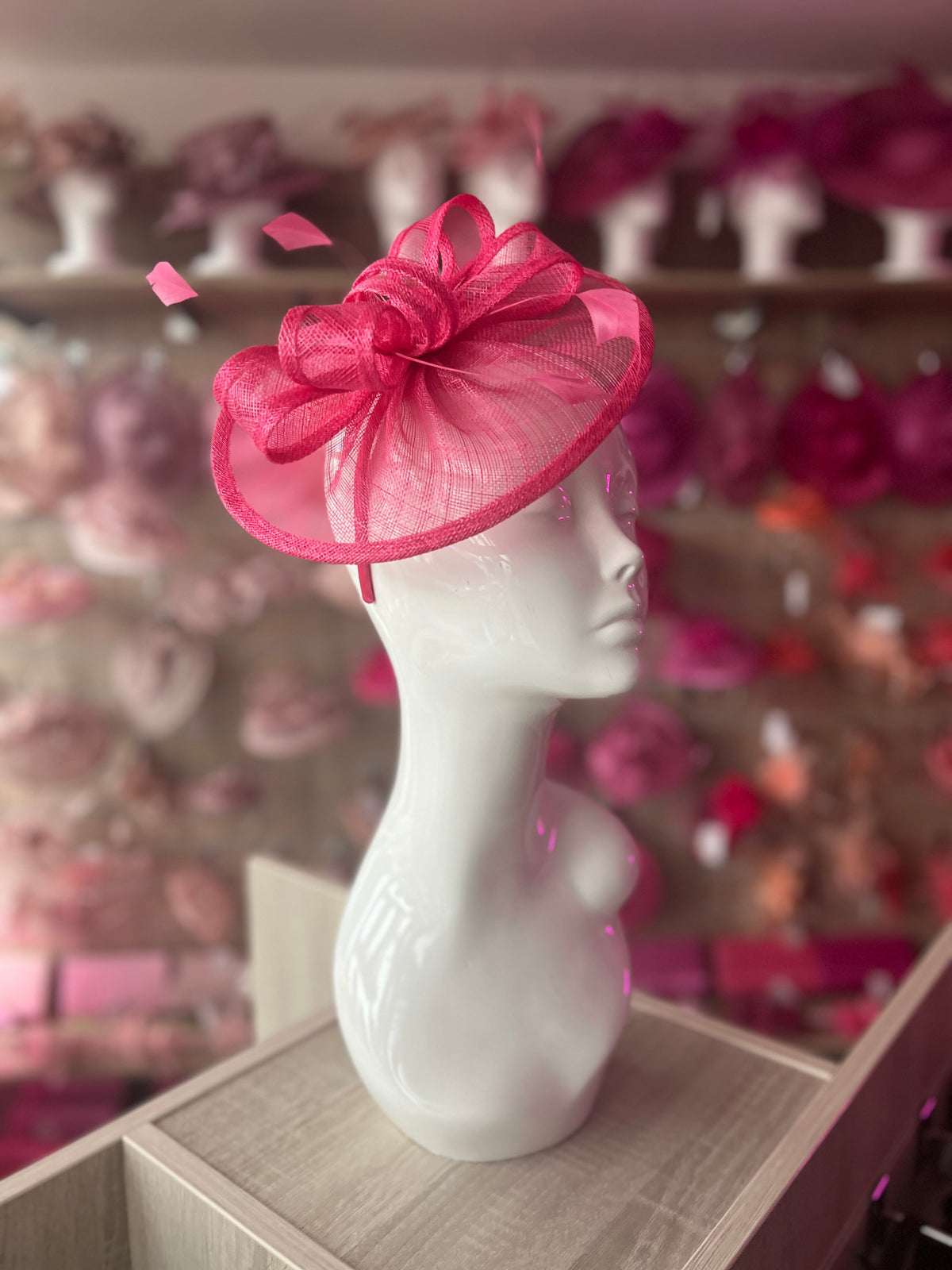 Cerise Curved Disc Fascinator-Fascinators Direct