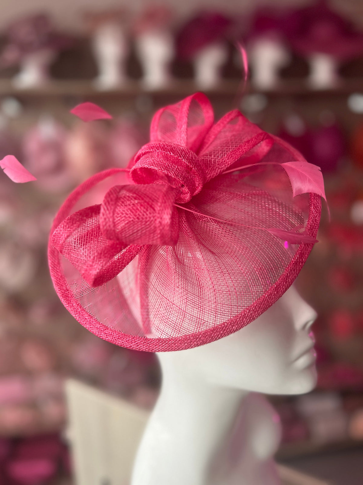 Cerise Curved Disc Fascinator-Fascinators Direct