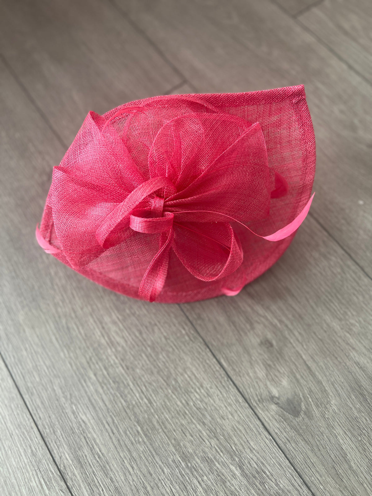 Cerise Disc Fascinator with Decorative Bow-Fascinators Direct
