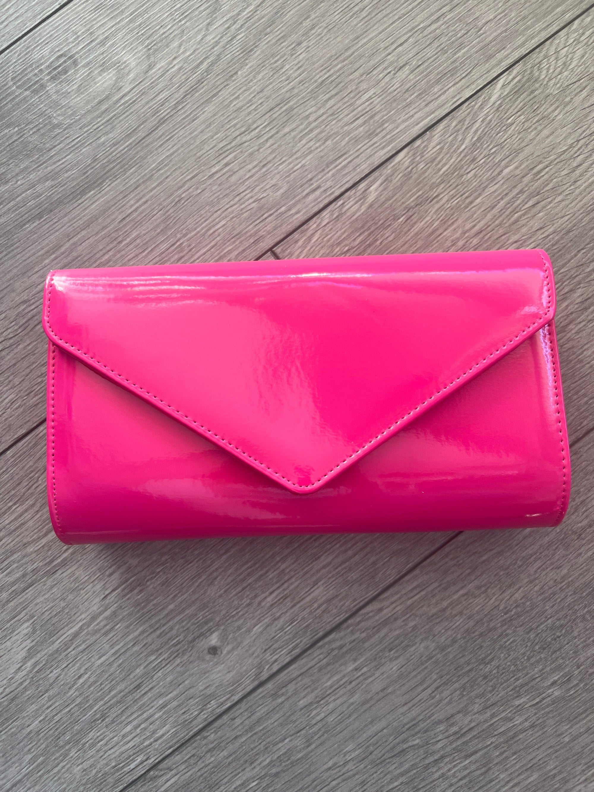 Cerise Patent Envelope Clutch Bag-Fascinators Direct