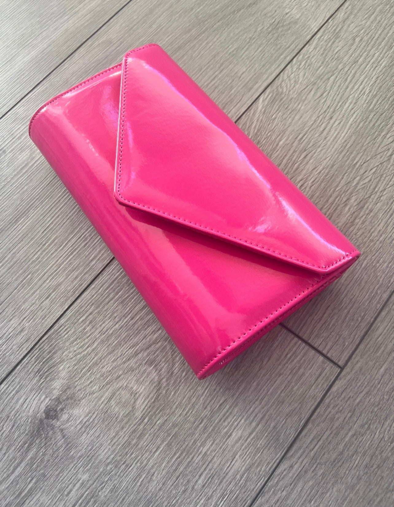 Cerise Patent Envelope Clutch Bag-Fascinators Direct