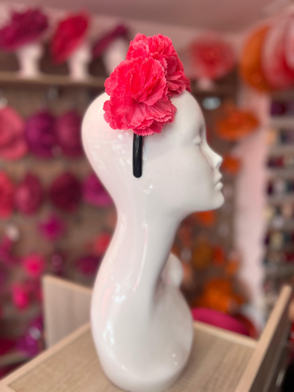 Cerise Pink Carnation Flower Crown Headband-Fascinators Direct