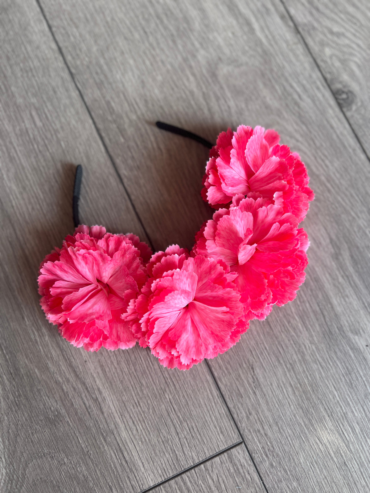 Cerise Pink Carnation Flower Crown Headband-Fascinators Direct