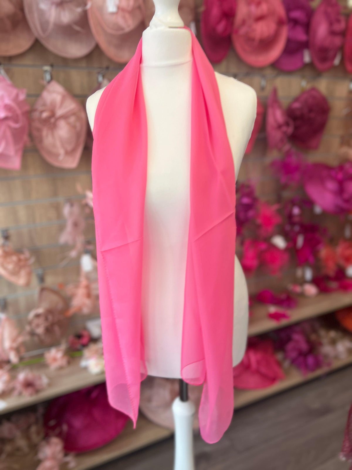 Cerise Pink Chiffon Scarf-Fascinators Direct