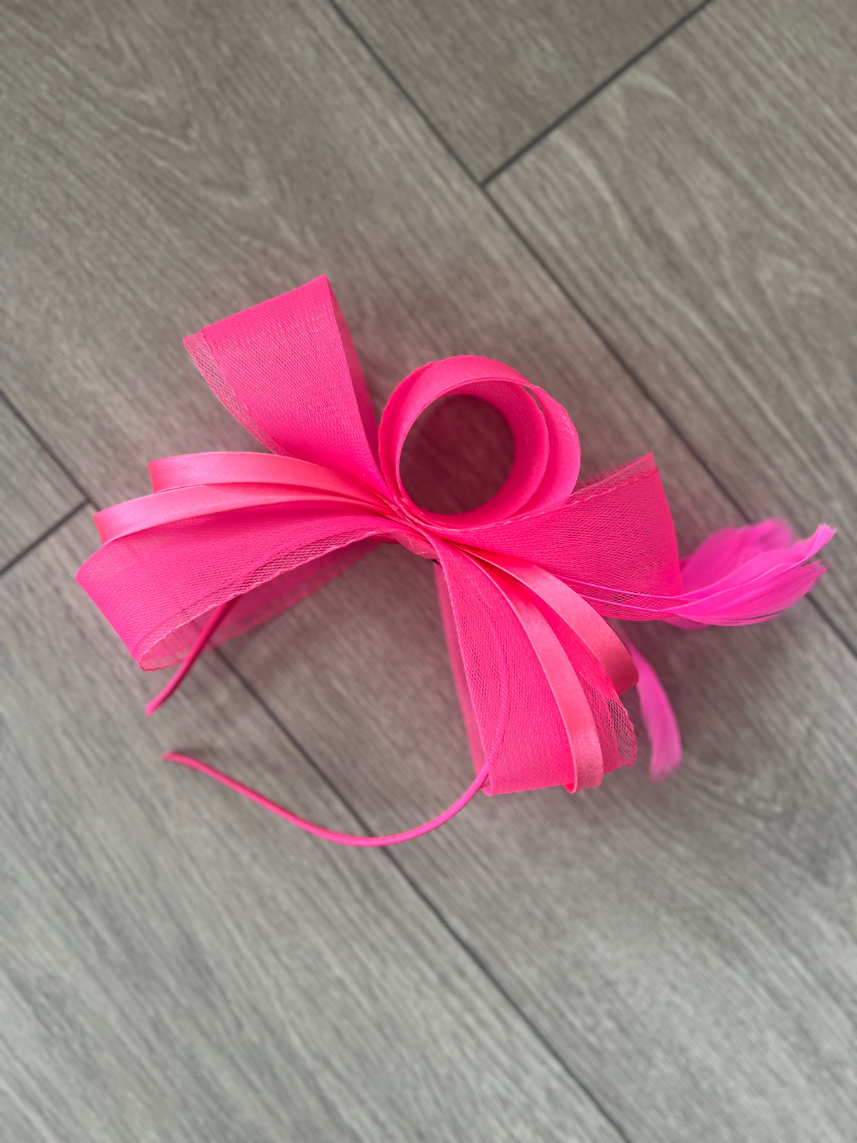 Cerise Pink Large Loop Crinoline &amp; Satin Headband Fascinator-Fascinators Direct