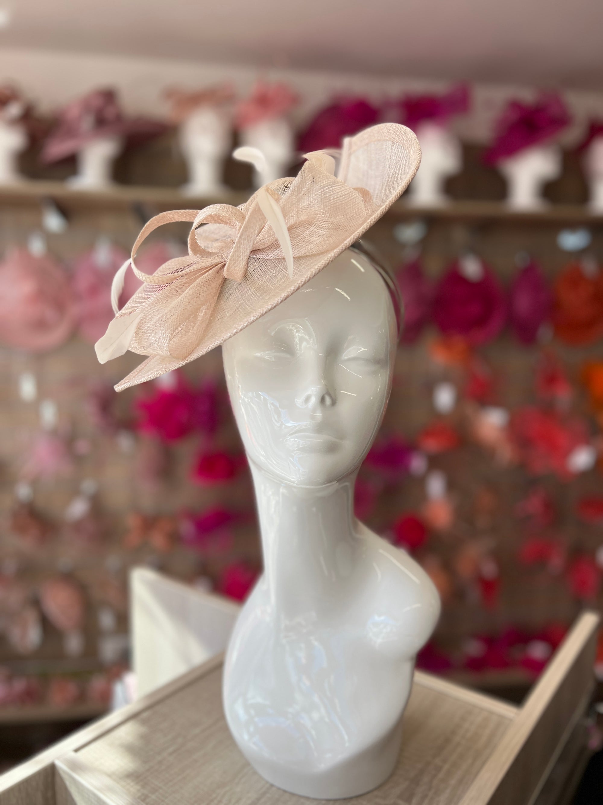 Chalk Disc Fascinator with Decorative Bow-Fascinators Direct