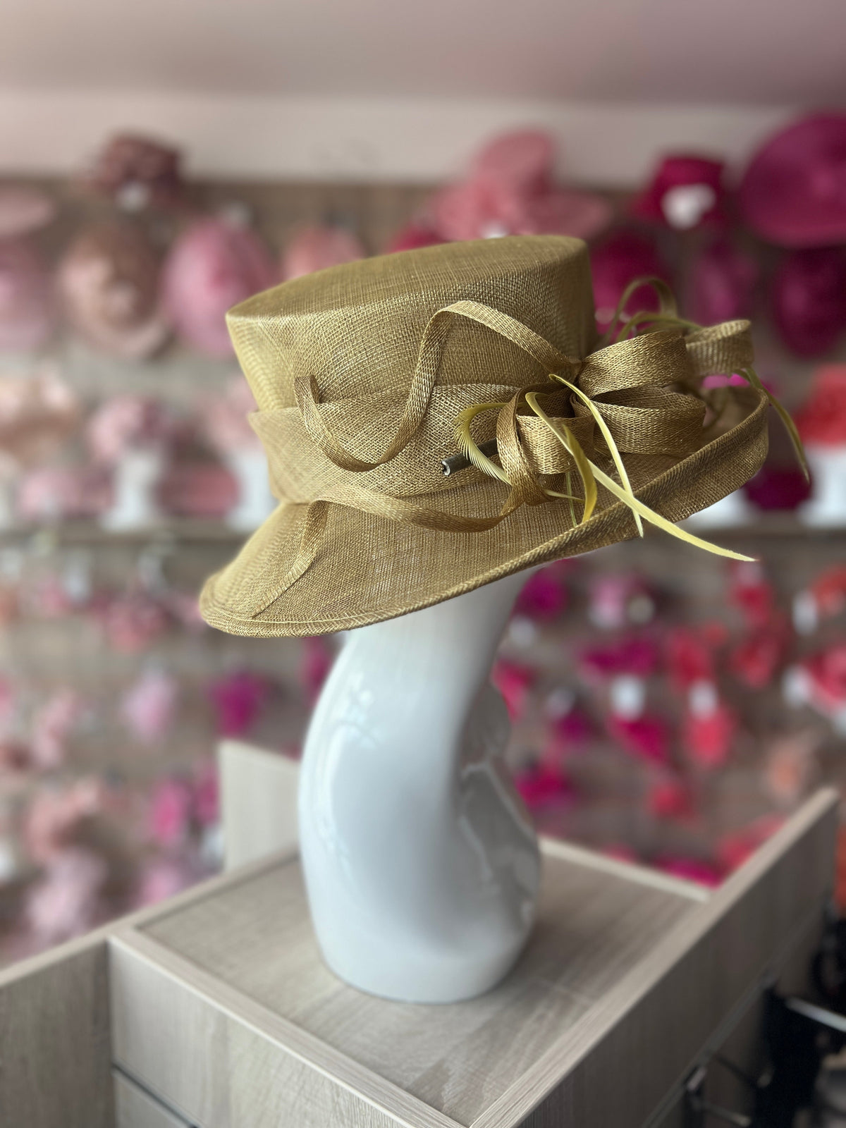 Classic Sinamay Antique Bronze Wedding Hat-Fascinators Direct