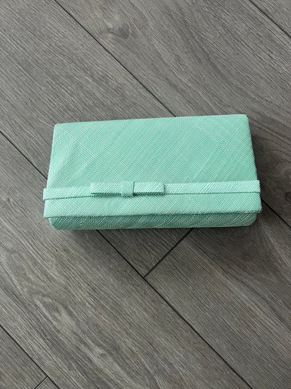 Classic Sinamay Aqua Clutch Bag For Weddings - Main Image