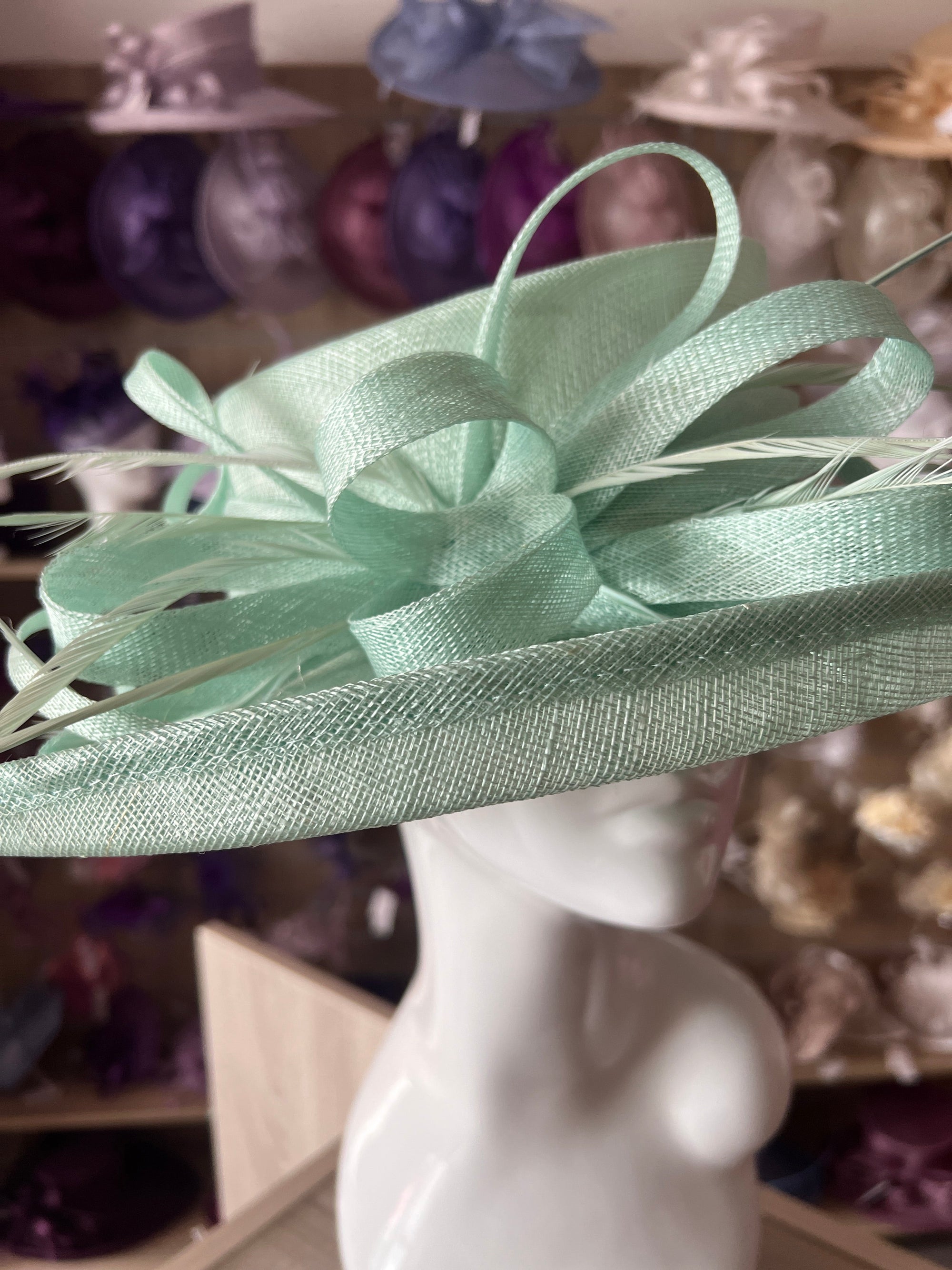 Classic Sinamay Aqua Wedding Hat-Fascinators Direct