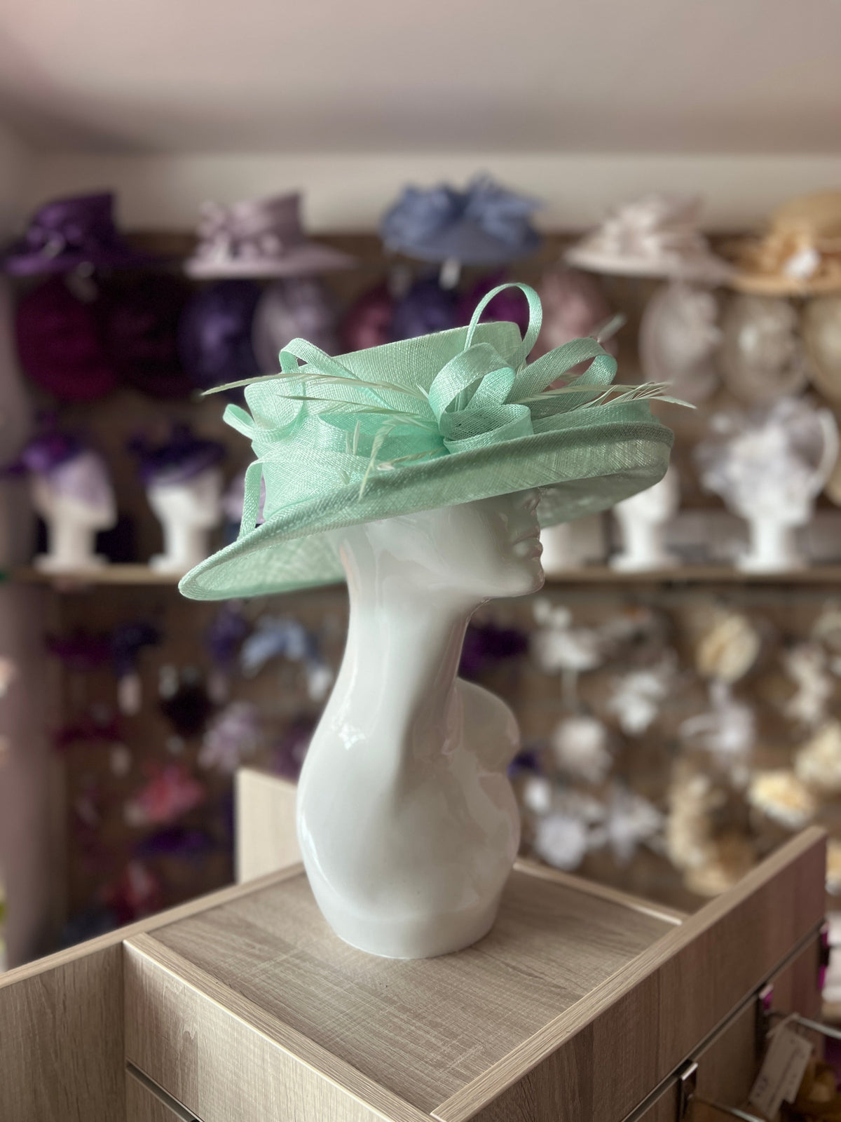 Classic Sinamay Aqua Wedding Hat-Fascinators Direct