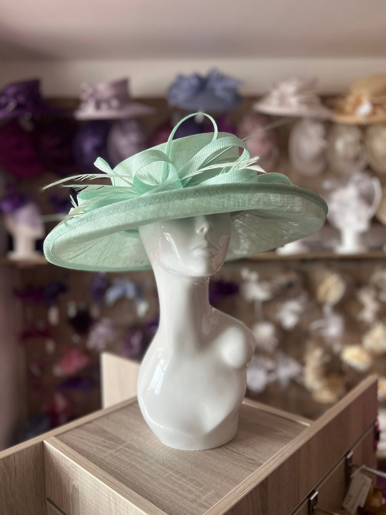 Classic Sinamay Aqua Wedding Hat for Weddings, Race Days Ascot