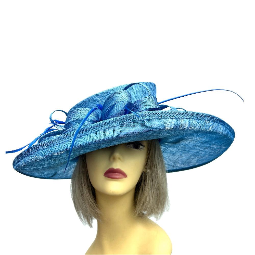 Classic Sinamay Azure Wedding Hat-Fascinators Direct