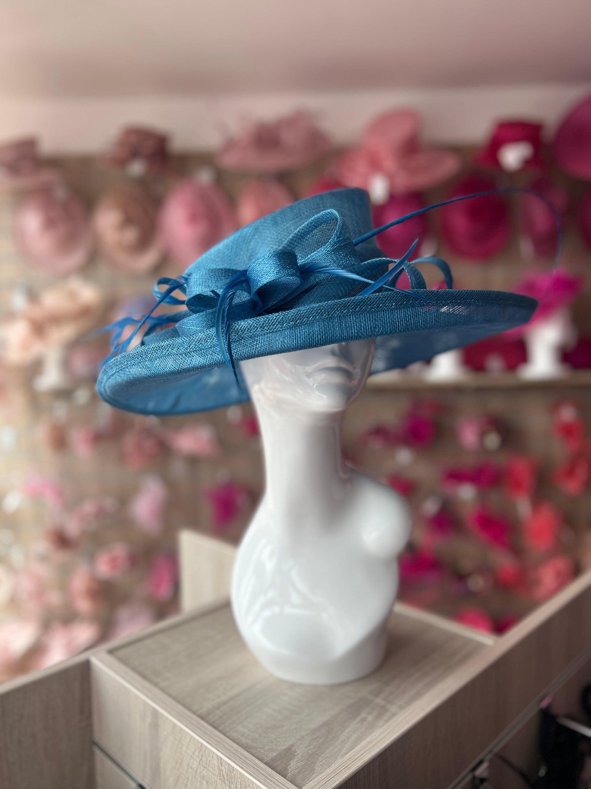 Classic Sinamay Azure Wedding Hat-Fascinators Direct