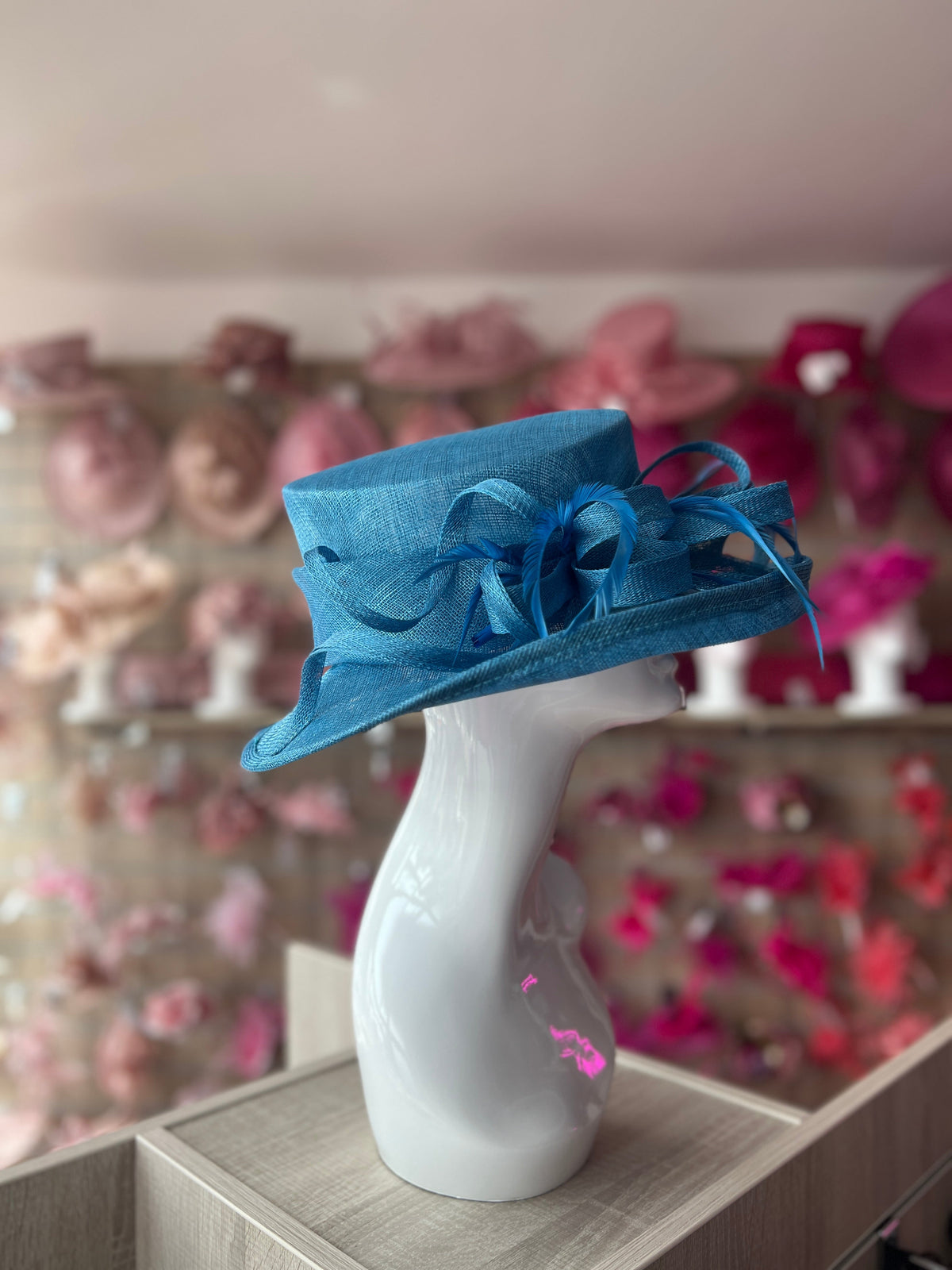 Classic Sinamay Azure Wedding Hat-Fascinators Direct