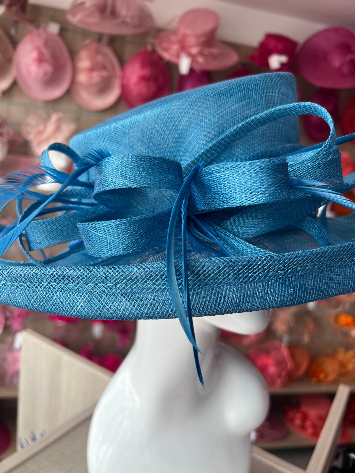 Classic Sinamay Azure Wedding Hat-Fascinators Direct