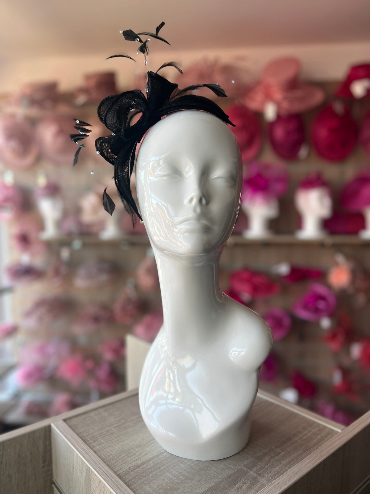 Classic Sinamay Black Fascinator-Fascinators Direct