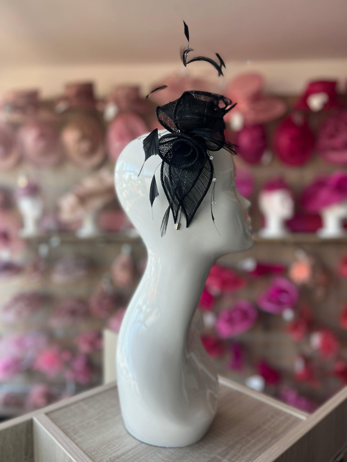 Classic Sinamay Black Fascinator-Fascinators Direct