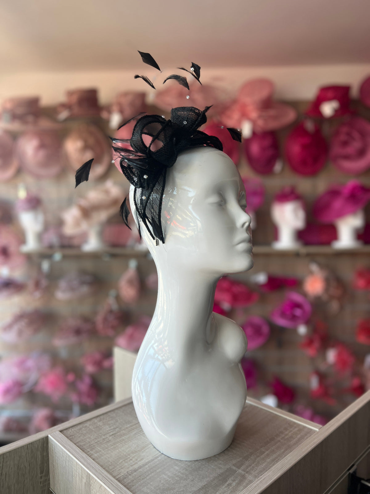 Classic Sinamay Black Fascinator-Fascinators Direct