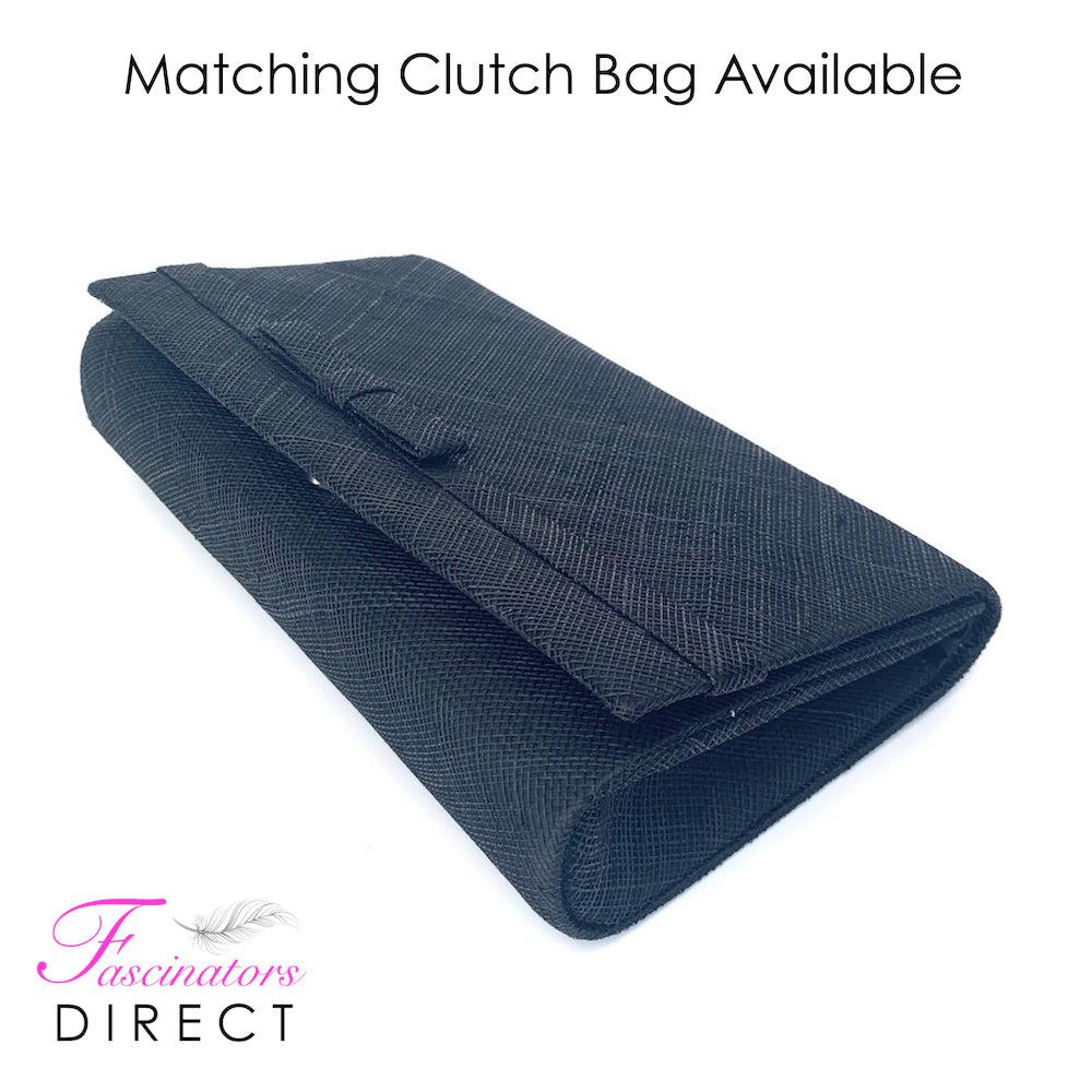 Classic Sinamay Black Fascinator-Fascinators Direct