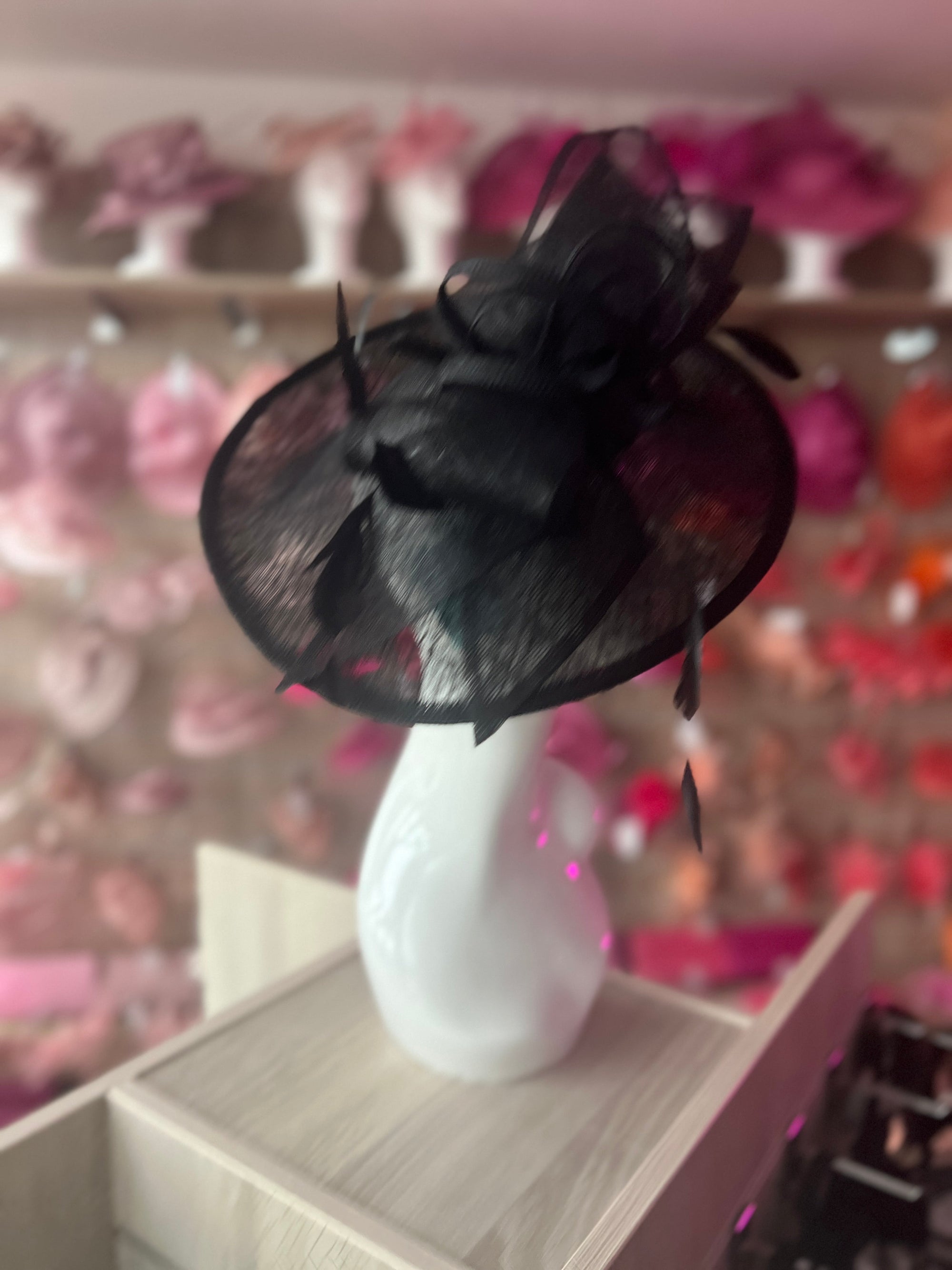 Classic Sinamay Black Hatinator with Bow-Fascinators Direct