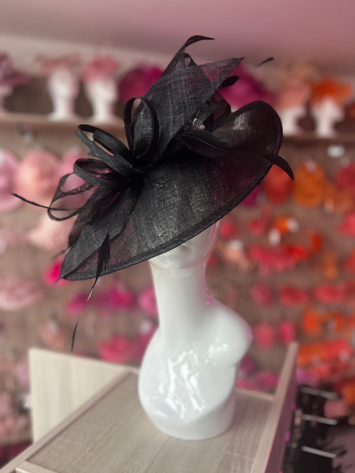 Classic Sinamay Black Hatinator with Bow-Fascinators Direct