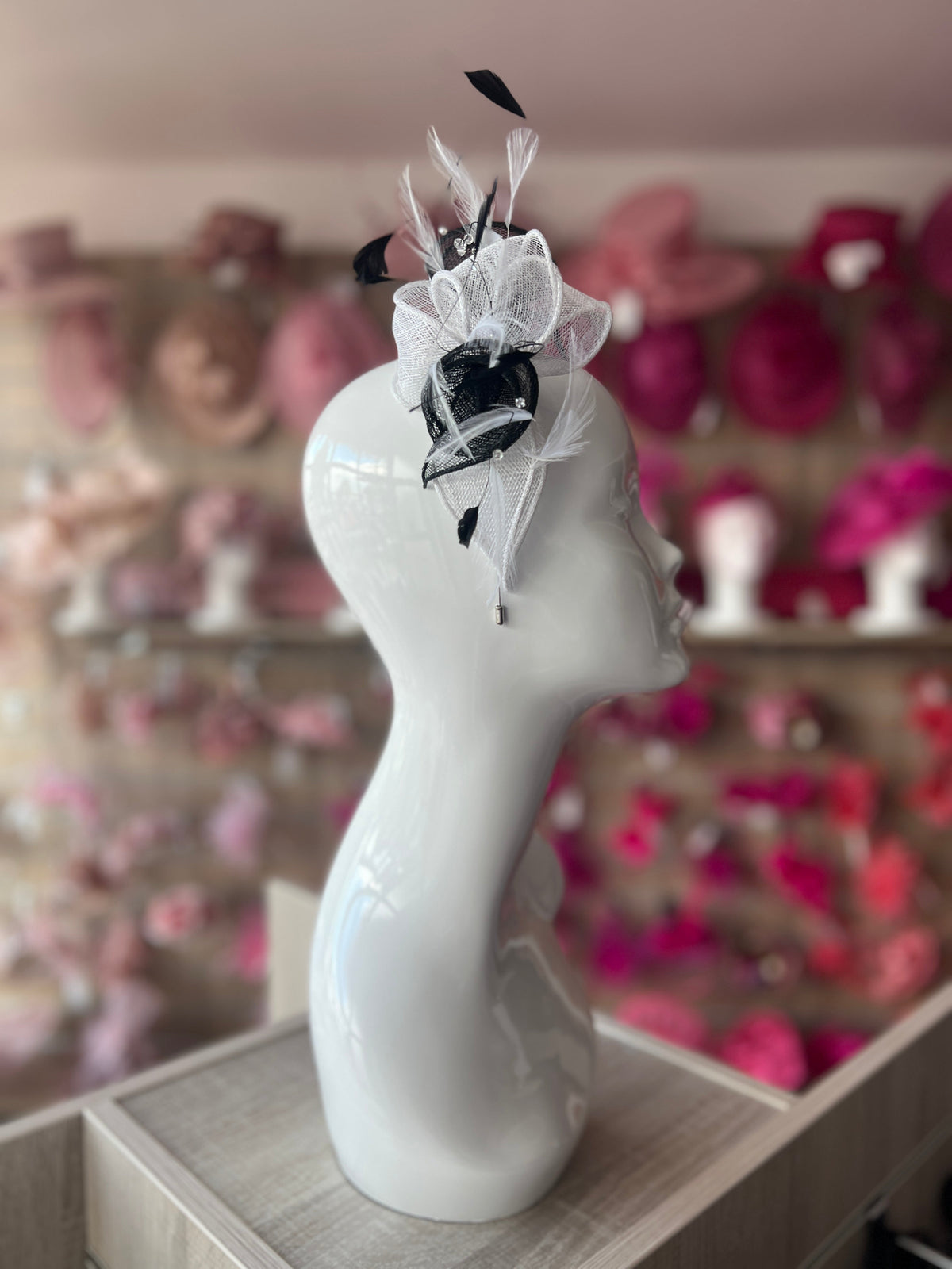 Classic Sinamay Black &amp; White Fascinator-Fascinators Direct