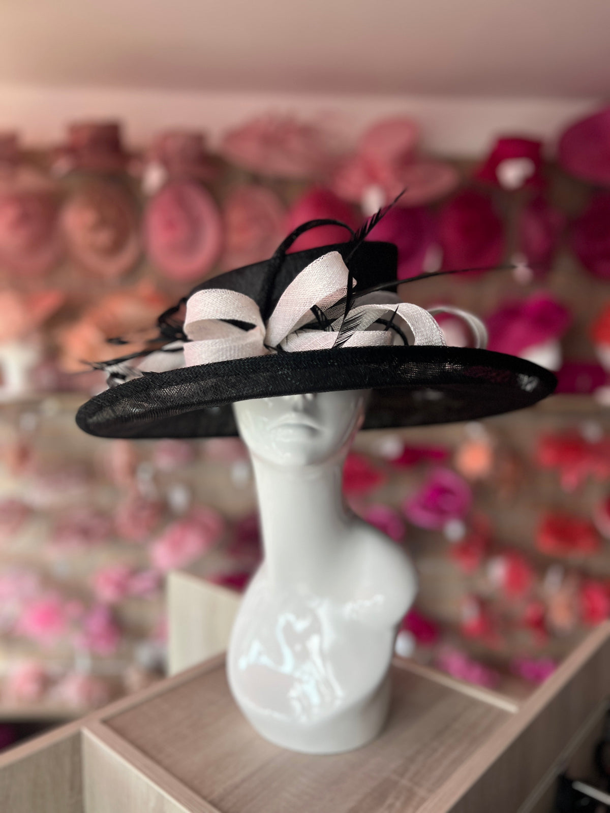 Classic Sinamay Black &amp; White Wedding Hat-Fascinators Direct