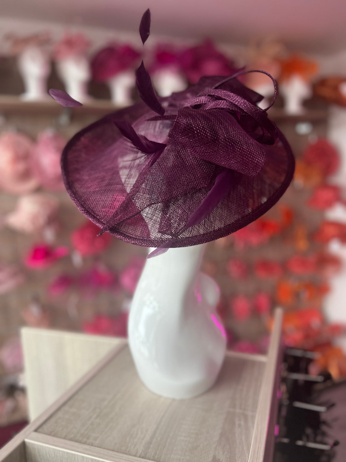 Classic Sinamay Blackcurrant Hatinator with Bow-Fascinators Direct