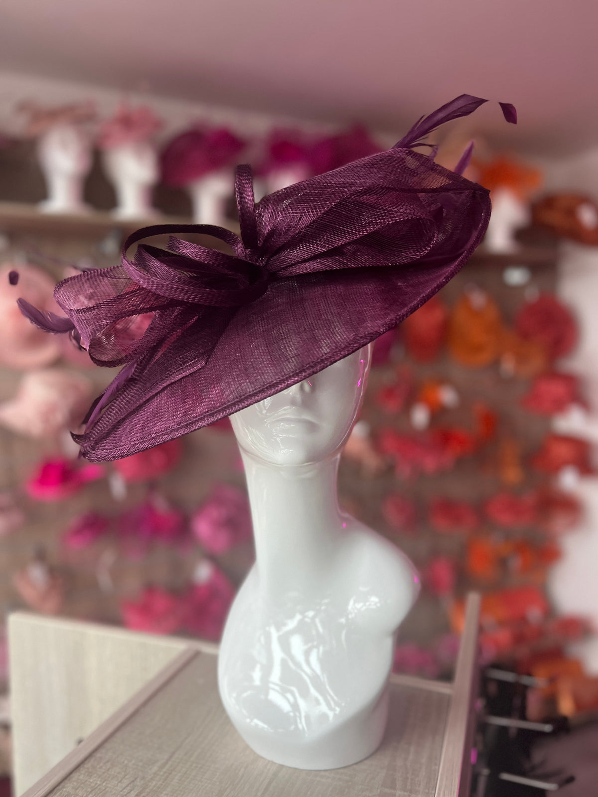 Classic Sinamay Blackcurrant Hatinator with Bow-Fascinators Direct
