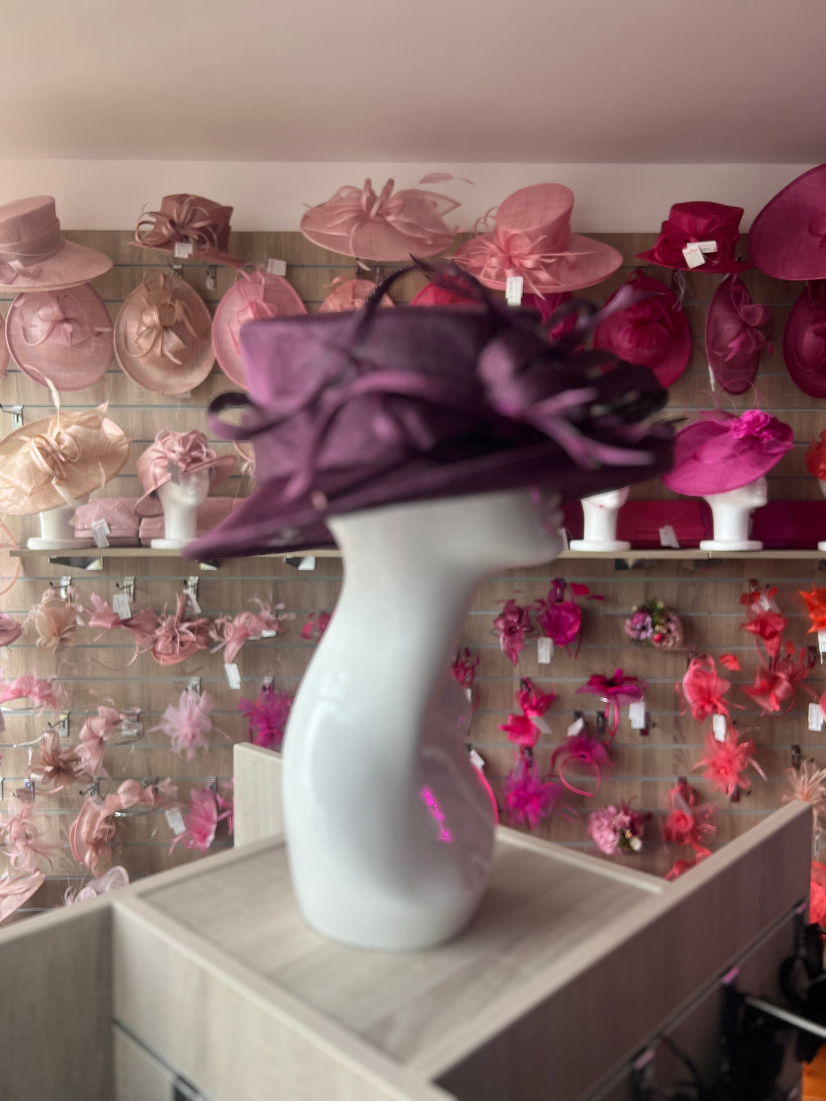 Classic Sinamay Blackcurrant Wedding Hat-Fascinators Direct