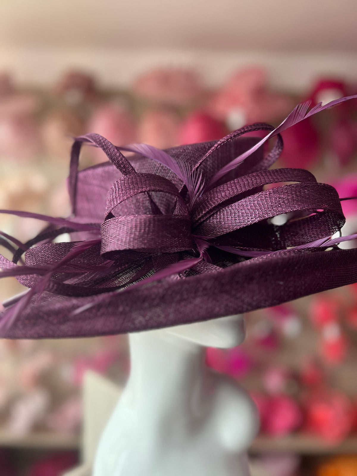 Classic Sinamay Blackcurrant Wedding Hat-Fascinators Direct