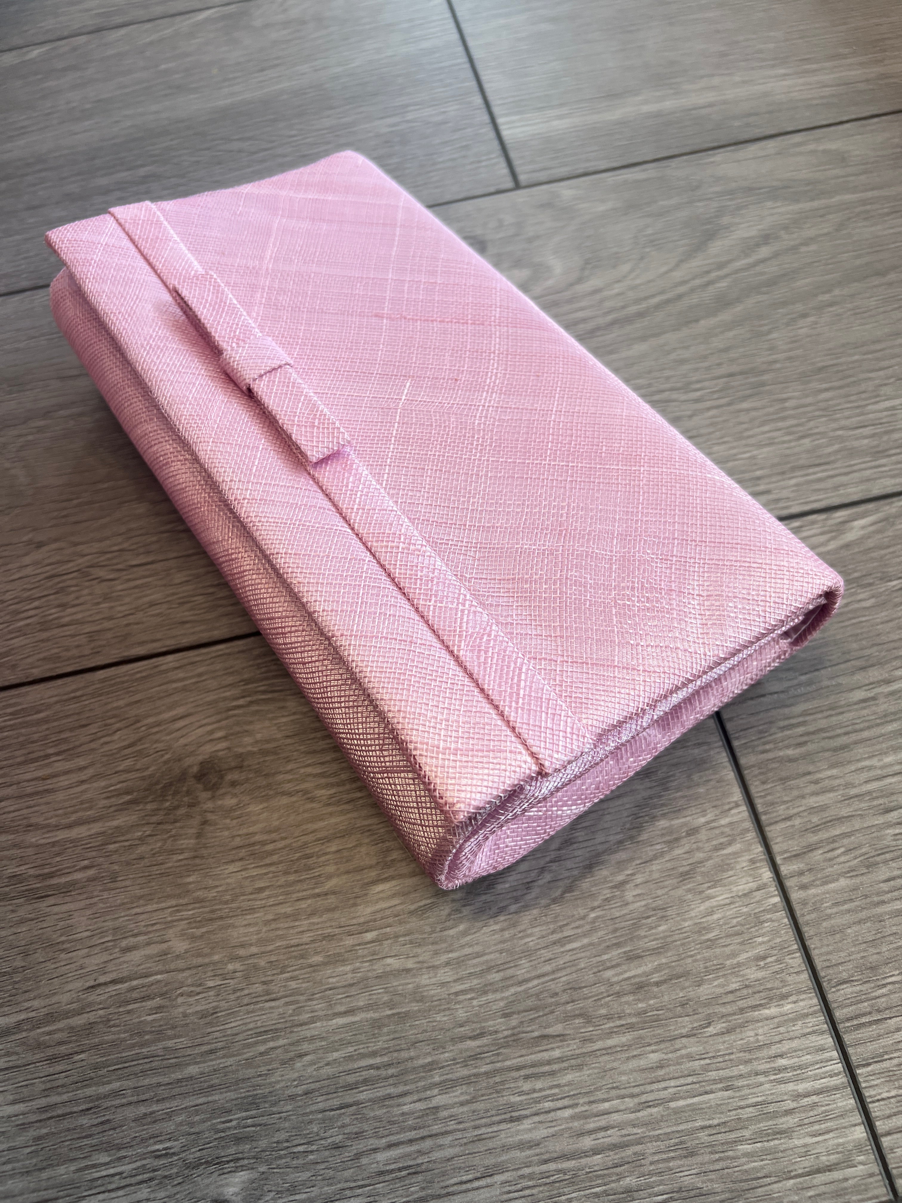 Classic Sinamay Blossom Pink Clutch Bag For Weddings