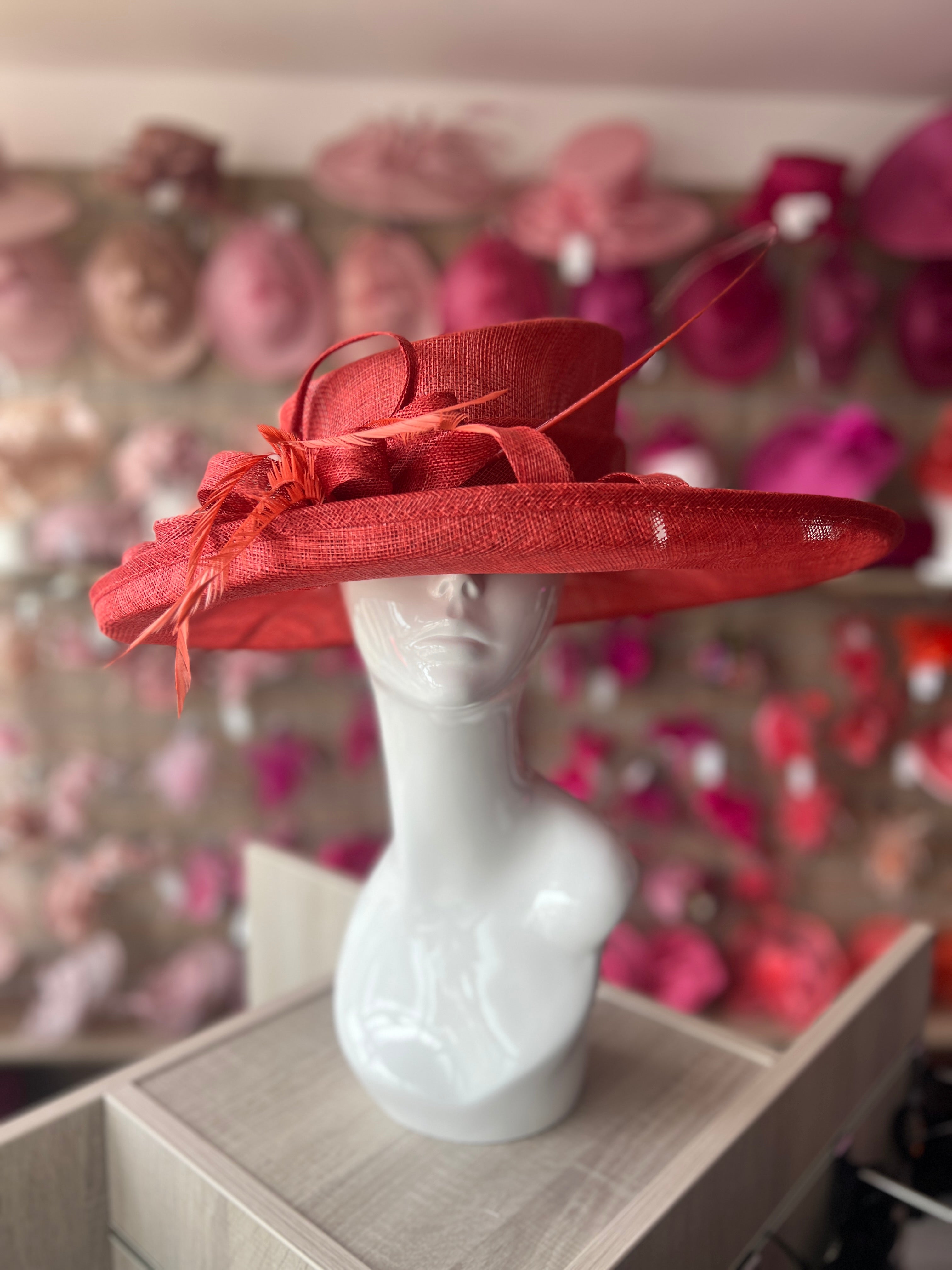 Classic Sinamay Brick Wedding Hat for Weddings, Ladies Day Ascot
