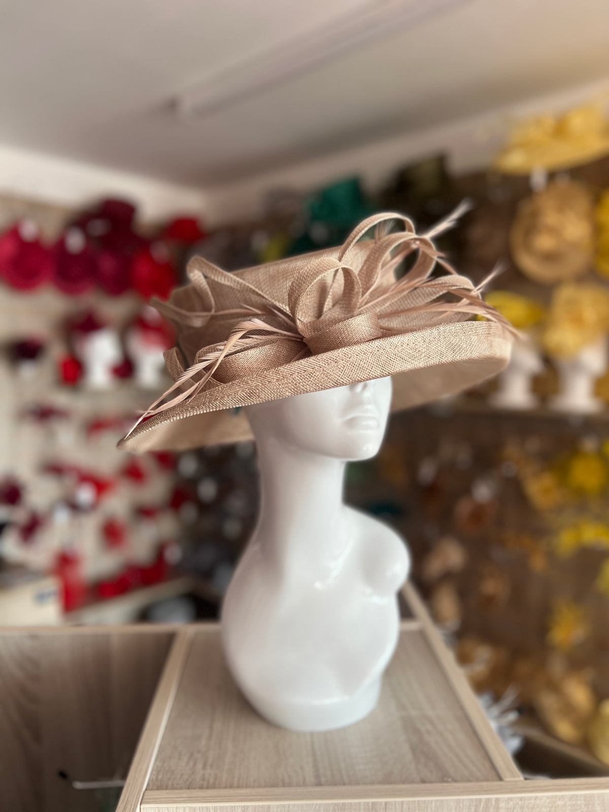 Classic Sinamay Bronze Wedding Hat-Fascinators Direct