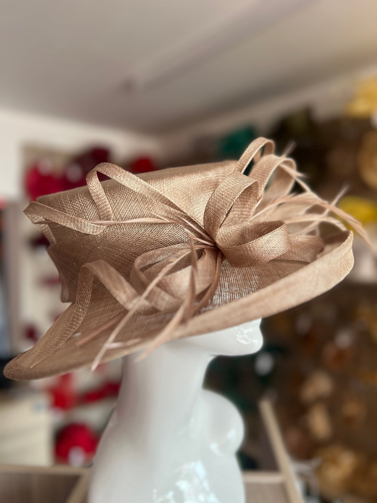 Classic Sinamay Bronze Wedding Hat-Fascinators Direct