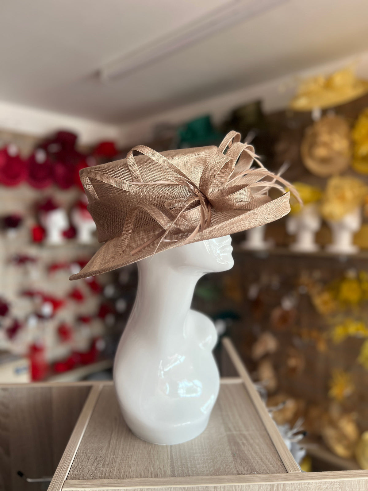 Classic Sinamay Bronze Wedding Hat-Fascinators Direct