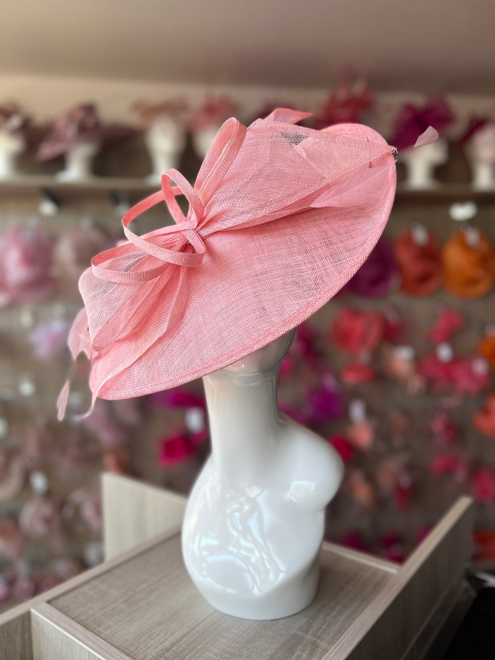 Classic Sinamay Bubblegum Hatinator with Bow-Fascinators Direct