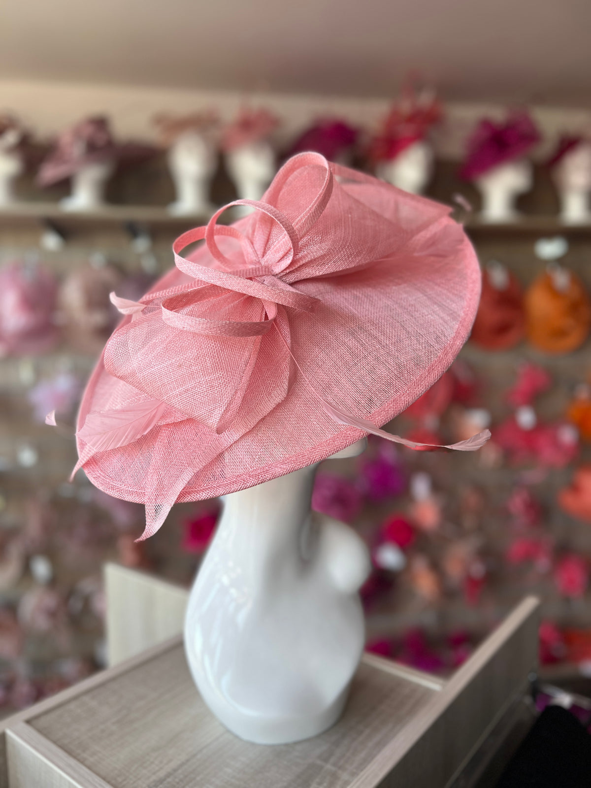 Classic Sinamay Bubblegum Hatinator with Bow-Fascinators Direct