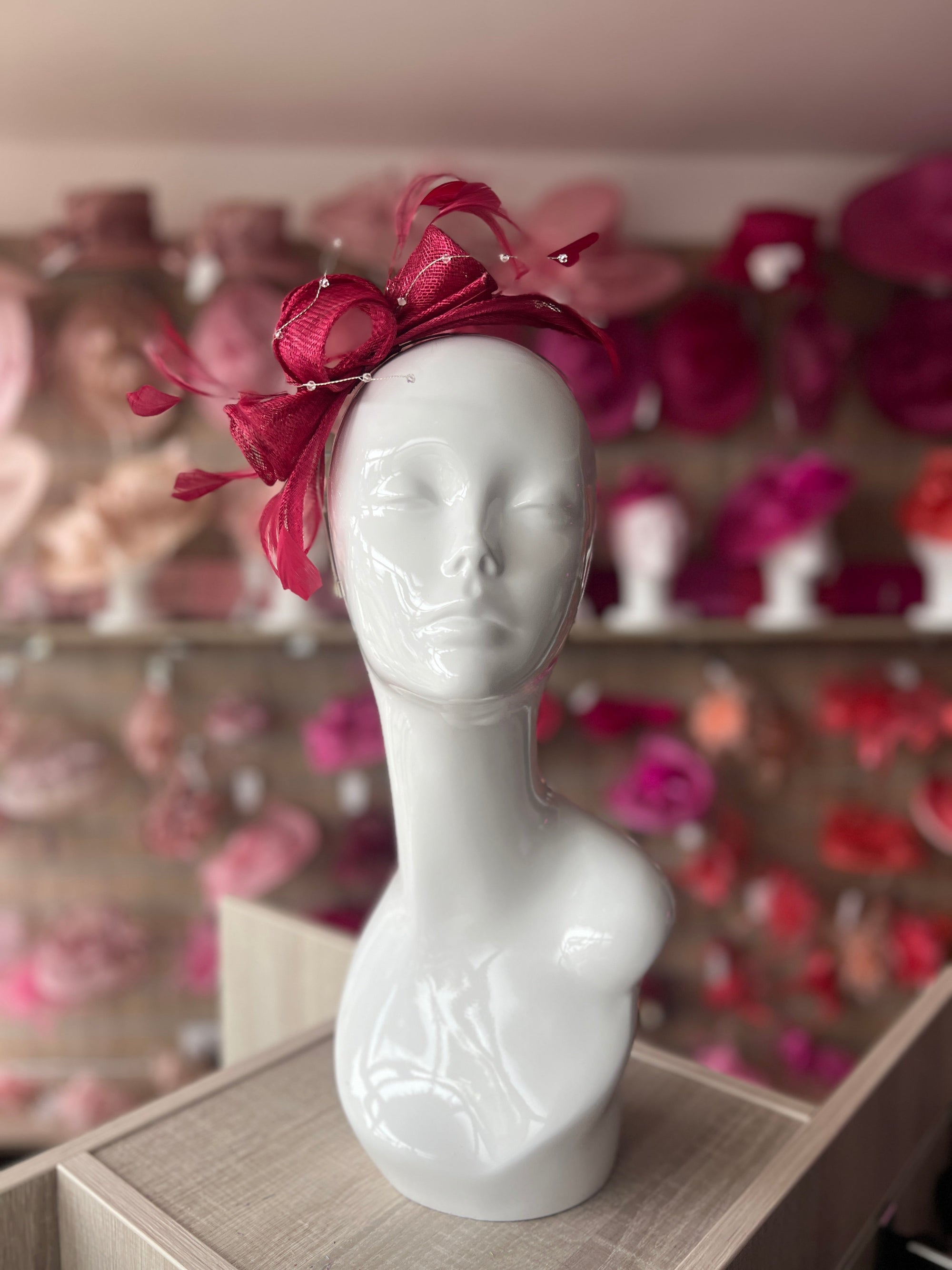 Classic Sinamay Burgundy Fascinator-Fascinators Direct