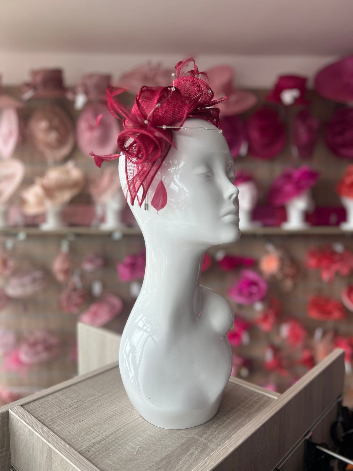 Classic Sinamay Burgundy Fascinator-Fascinators Direct