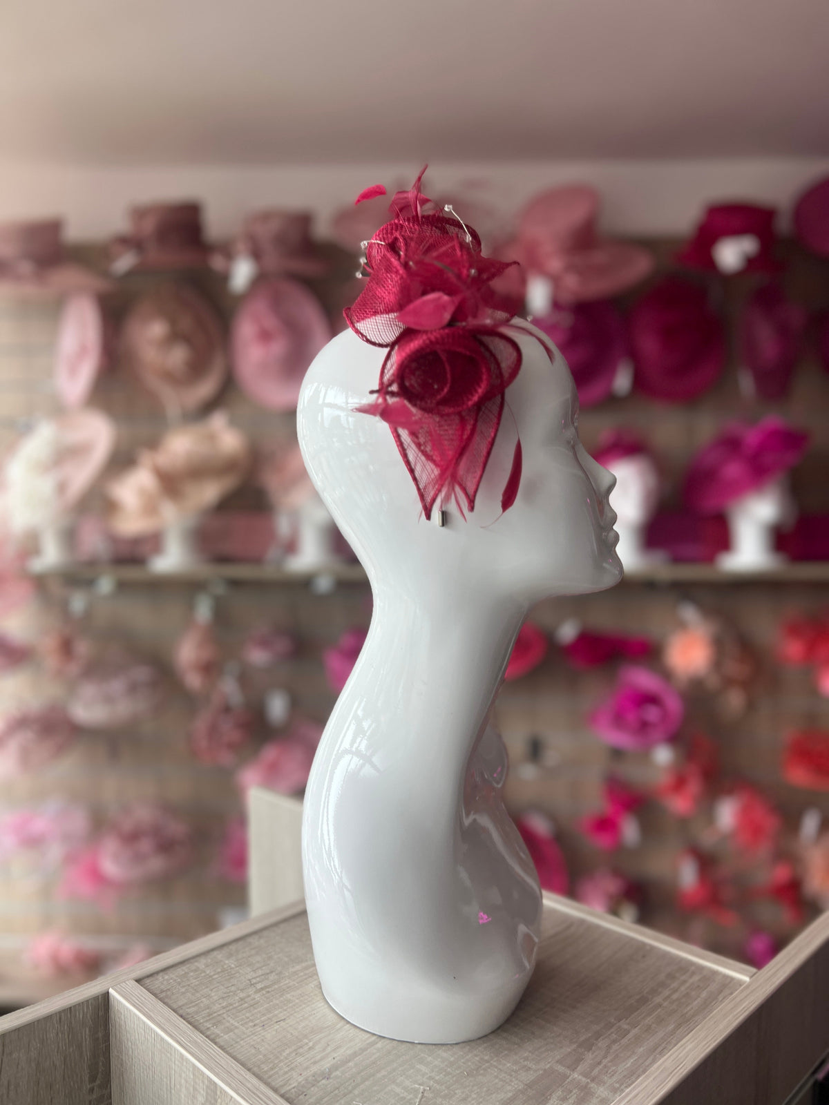 Classic Sinamay Burgundy Fascinator-Fascinators Direct