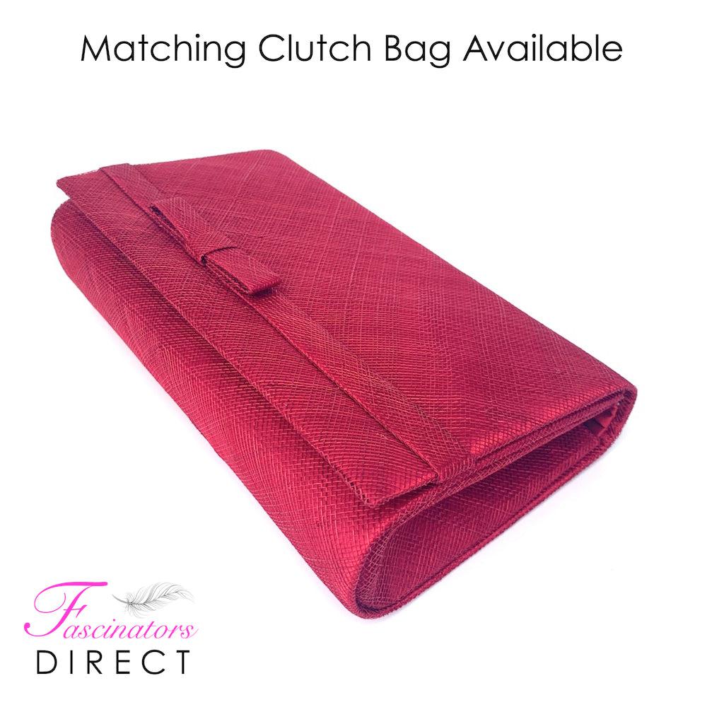 Classic Sinamay Burgundy Fascinator-Fascinators Direct