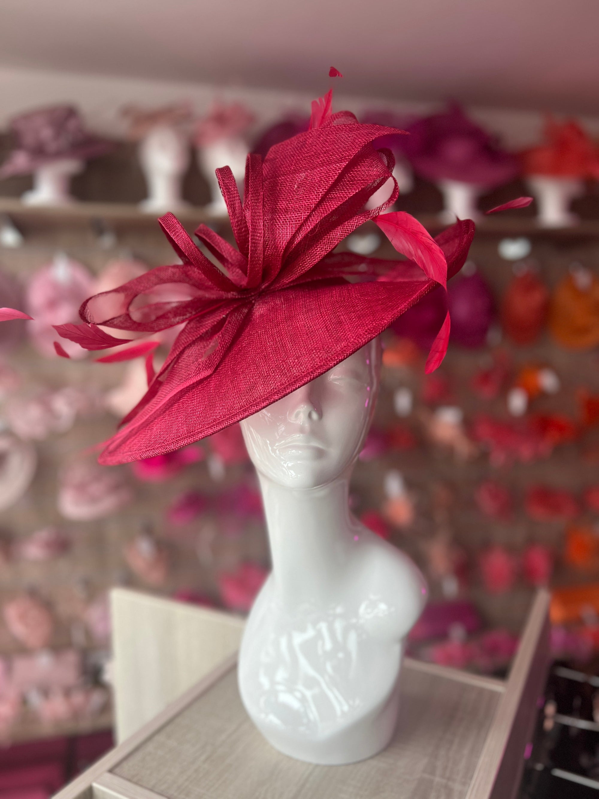 Classic Sinamay Burgundy Hatinator with Bow-Fascinators Direct