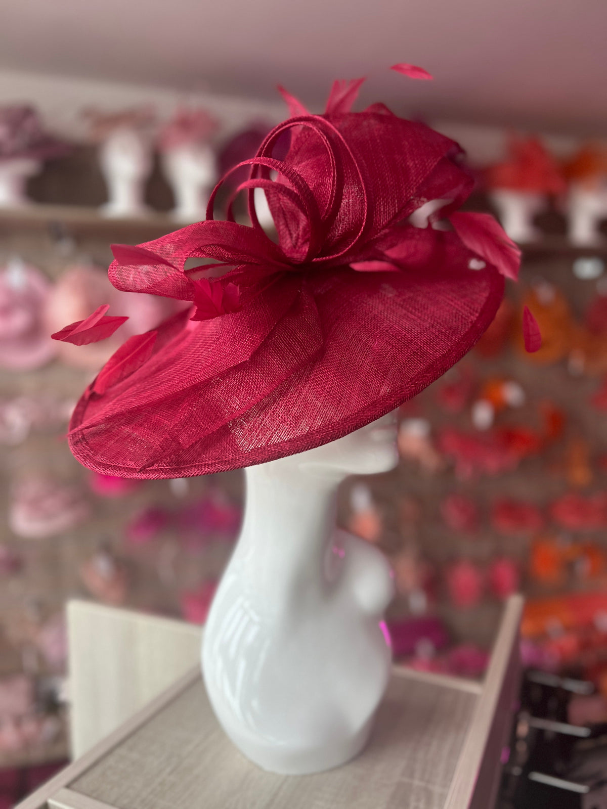 Classic Sinamay Burgundy Hatinator with Bow-Fascinators Direct