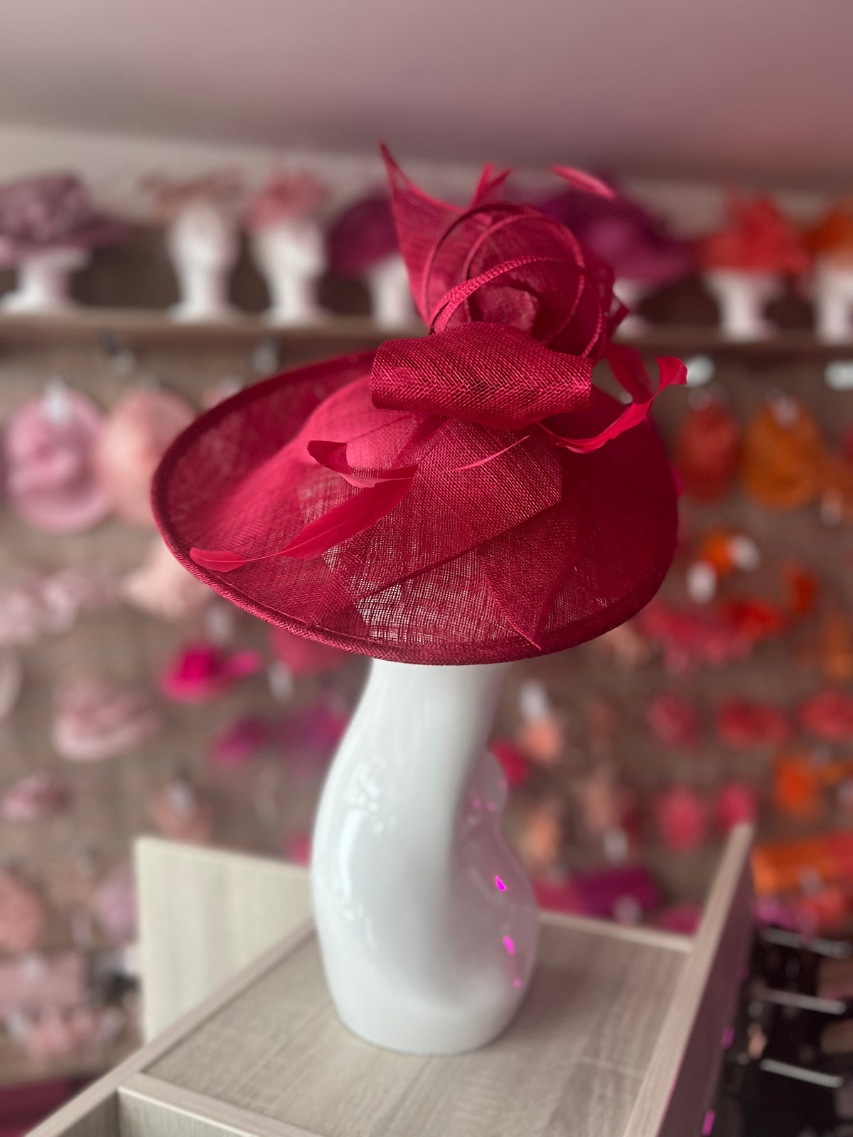 Classic Sinamay Burgundy Hatinator with Bow-Fascinators Direct