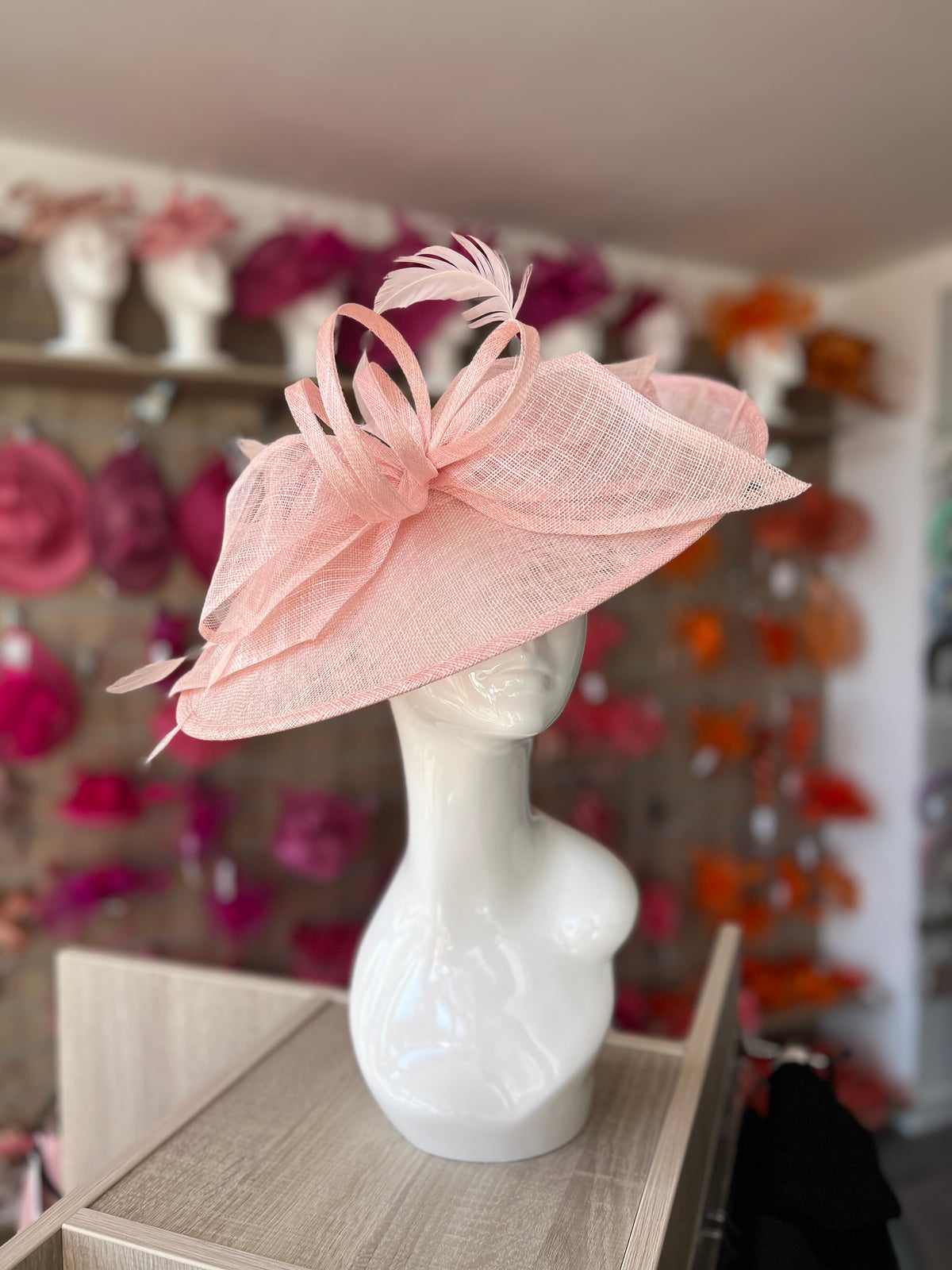 Classic Sinamay Candy Pink Hatinator with Bow-Fascinators Direct