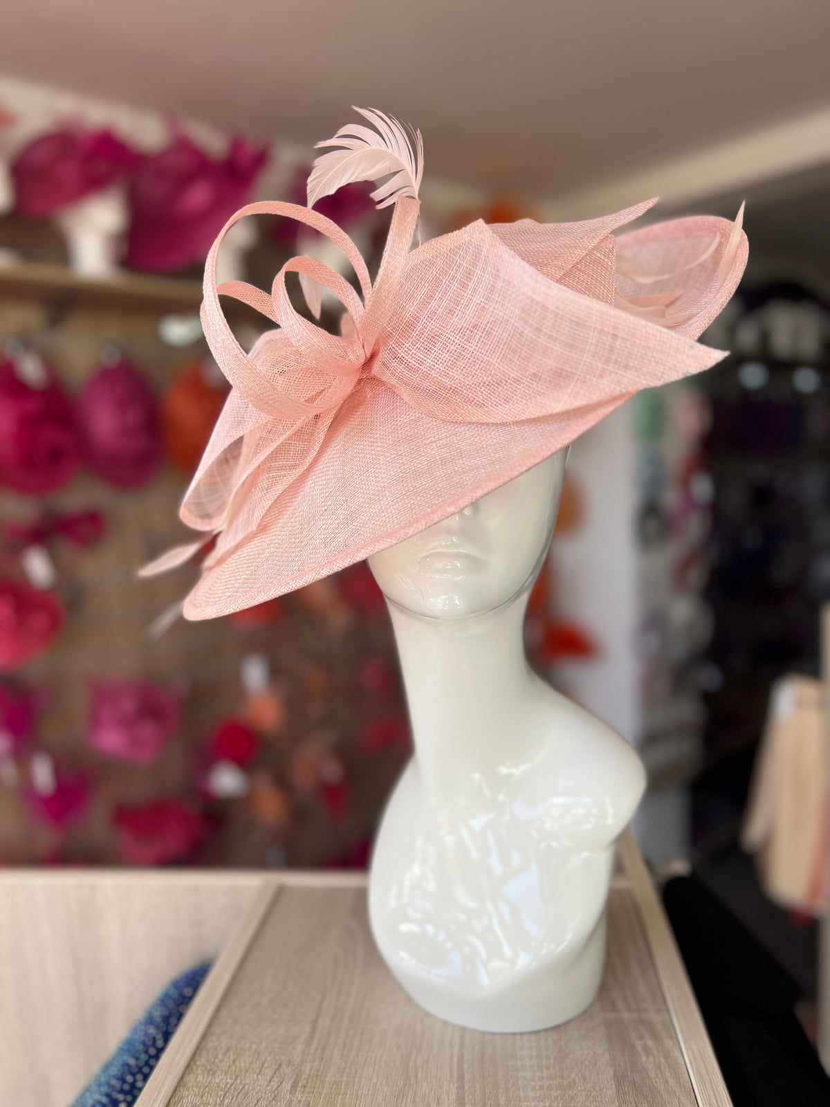 Classic Sinamay Candy Pink Hatinator with Bow-Fascinators Direct